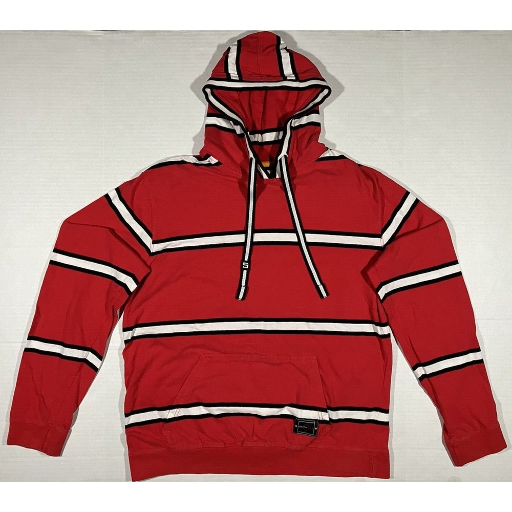 Southpole Hoodie Mens Size XL Sweatshirt Red White Striped Skater Vintage Y2K